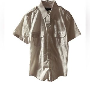 Express men’s white fitted two pocket button down size M NWT